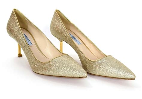 prada pumps gold geometric heel|Prada heels.